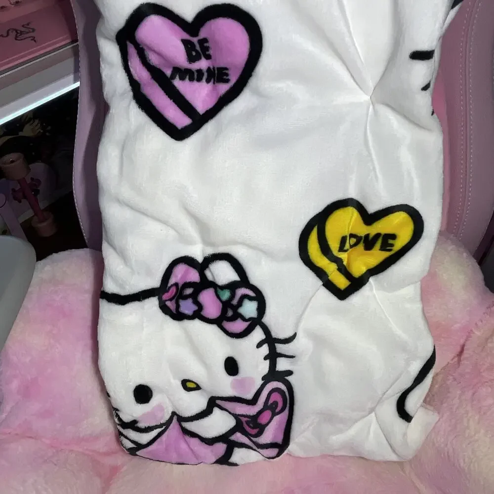 Hello Kitty Throw Blanket Valentine Love Conversation Candy Hearts 2025 Sanrio